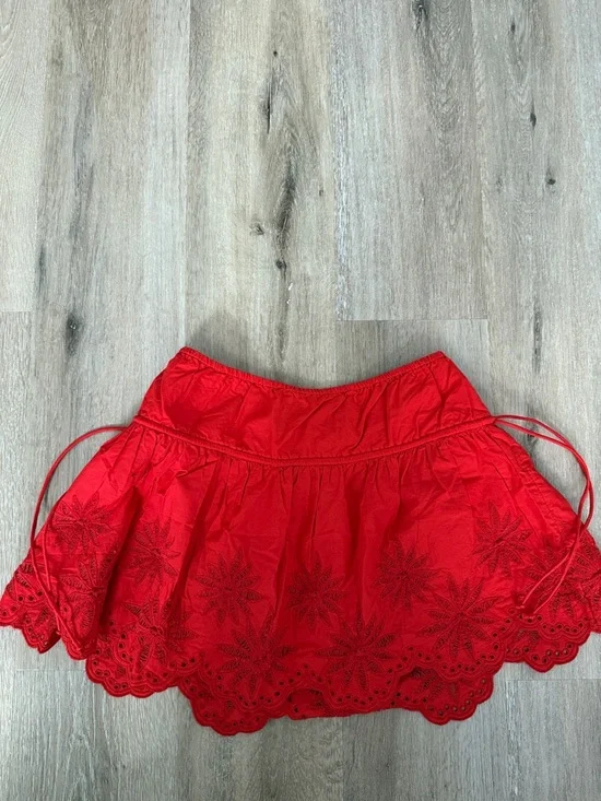 Free People Red Embroidered Circle Skirt - Picture 1 of 2